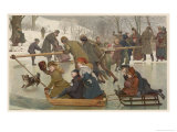 Buy Merry-Go-Round on the Ice, Towing Children on Toboggans at AllPosters.com