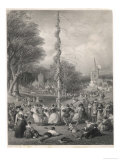 Dancing Round the Maypole on the Village Green in Elizabethan Times