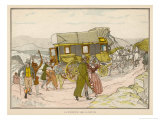 Buy La Diligence, Passengers of a French Stage Coach Walk up a Hill to Spare the Horses at AllPosters.com
