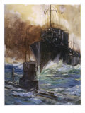 Buy British Destroyer "Badger" Rams and Damages a U-Boat off the Dutch Coast at AllPosters.com