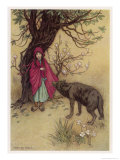 Buy Little Red Riding Hood Meets the Wolf in the Woods at AllPosters.com