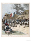 The French Tricouleur is Borne Proudly into the Smoking City of Abomey Dahomey