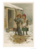 Buy Two Girls Give the Robins Their Breakfast at AllPosters.com