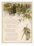 Buy Santa Claus Watches Approvingly as a Group of Children Take Christmas Gifts to the Villagers at AllPosters.com