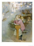 Buy The Schoolgirl at Her Desk Day-Dreams of the Pleasures of the Christmas Holidays at AllPosters.com