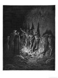 Dante and Virgil Watch as the Procession of the Damned Walk Barefoot Through the Flames of Hell