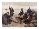 Buy The "Pilgrims" Give Thanks to God for Their Safe Voyage after Landing in New England at AllPosters.com