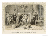 Buy Dragging the Yule Log into the Fireplace of a Stately Home in Jacobean England at AllPosters.com