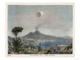 Buy An Eclipse of the Moon Seen Above a Smoking Volcano at AllPosters.com