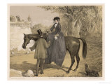 Lady in Her Riding Habit is Helped to Dismount by a Gentleman Giclee Print