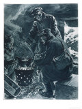 Buy Innovative British Soldiers Use a German Steel Helmet as a Saucepan for Their Christmas Pudding at AllPosters.com