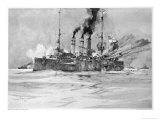 Buy The British Ship "Glasgow" Fires Upon the "Dresden" off the Chilean Coast at AllPosters.com