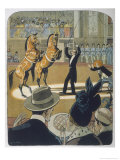 Buy The Trainer Makes His Pair of Bay Horses Rear up in Front of the Audience at AllPosters.com
