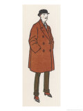 Buy Man Wears a Brown Double-Breasted Knee-Length Sac-like Overcoat with Long Lapels at AllPosters.com