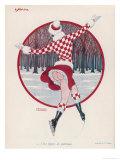 Buy Brightly Dressed Girl Whizzes Around on the Ice, She Doesn't Seem to Feel the Cold Either at AllPosters.com