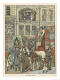 Cheapside City of London: a Busy Scene Including a Horse Bus Pedestrians and a Mechanical Clock
