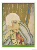 Buy Typical Flapper with Platinum Blonde Bobbed Hair Green Eye-Shadow Rouge and Pencil Thin Eyebrows at AllPosters.com