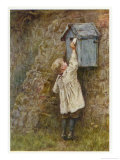 Boy Stretches to Post a Letter in the Box at Bowler's Green Surrey