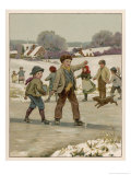 Buy Children Sliding on the Ice at AllPosters.com