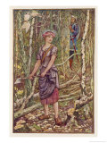 The Girl Chopping Wood in the Forest is Watched by the Knight