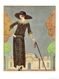 Buy Two-Piece Barrel-Line Dress by Beer with Button Front Deep Cuffs En Bouffants Vandyked Collar at AllPosters.com