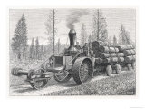 Buy Sturdy Three-Wheeled Steam- Powered Traction Engine Used in the Timber Industry California at AllPosters.com