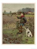 Buy Country Boy and His Dog Scare Away Crows with a Rattle at AllPosters.com