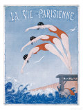 Buy The Elegant Motion of a Woman Diving into the Sea Watched by a Male Friend at AllPosters.com