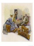 Buy Couple Sit in Their Hotel Bedroom Surrounded by Their Luggage Waiting to be Unpacked at AllPosters.com