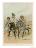 Brother and Sister Race Their Donkeys While the Donkey-Boy Runs Beside Them