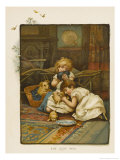 Buy Two Children Play with Four Puppies While Their Mother Watches Nervously at AllPosters.com