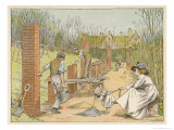 Buy Bricklayers are Building a Colonnade to Line the Garden Path at AllPosters.com