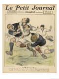 Scottish Player is Tackled by a Pair of Frenchmen