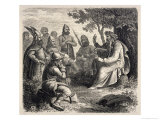Buy Danish "Skalde" (Bard) Sings the Sagas of Past Glories to an Attentive Group of Warriors at AllPosters.com