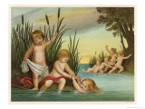 Buy Children are Frightened at the Sight of the Mermaid as They Bathe at AllPosters.com