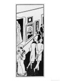 Buy Couple Walk Purposefully Through a Gallery Room Casting a Quick Glance at the Pictures as They Pass at AllPosters.com