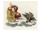 Buy Zeus Carrying a Handful of Thunderbolts in His Golden Chariot Drawn by Eagles at AllPosters.com