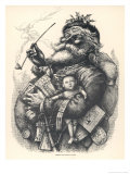 Buy Pot-Bellied Father Christmas with Lots of Presents at AllPosters.com