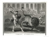 Ancient Rome Gladiators Fighting Lions in an Arena