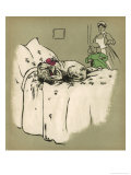 Buy White Puppy Sleeps on a Bed at AllPosters.com