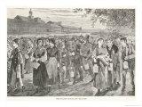 New England Factory Workers Leaving Their Workplace at Bell-Time