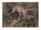 Buy Ironworks at Birmingham, Tapping a Furnace and Running the Molten Metal into Pigs at AllPosters.com