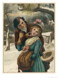 Seizing an Opportunity Passing Under a Mistletoe Branch While Walking in the Snow