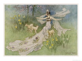 Buy The Fairy Coquette, with Three Wolves Which She Has Just Transformed into Lambs at AllPosters.com