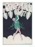 Flapper in a Green Dress Dances in Front of a Group of Men in Evening Dress