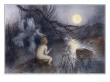 Buy Tom Sits Upon a Rock Watching the Moonlight on the Rippling River at AllPosters.com