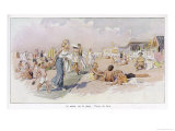 Buy On a Sandy French Plage a Mother Drags Her Reluctant Son Away from His Pleasures at AllPosters.com