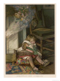 Buy Small Girl Sleeping by the Fire with Her Dolly Dreams of the Joys of Christmas Day at AllPosters.com
