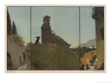 Buy An Old Woman Contemplates Life from a Hill as She Sits with Her Dog at AllPosters.com