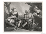 Buy Lot and His Two Remaining Daughters Rest While the Two Cities Burn in the Background at AllPosters.com